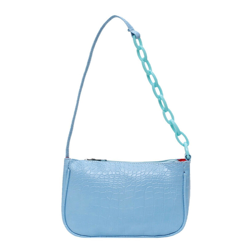 Alligator Pattern Handbag Women Leather Retro Totes Shoulder Bag (Blue)