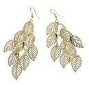 Multi Layer Bohemian Tassel Golden Leaf Dangle Earrings J5D3