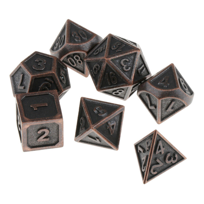7x Polyhedral Metal Dice for Dragon Pathfinder RPG Board Games Red Bronze- B