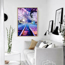5D DIY Full Drill Diamond Painting Peach Blossom Railway Cross Stitch Kits