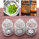 Hollow Candle Holder Tealight Candlestick Hanging Lantern Birds Cage Decor 3C