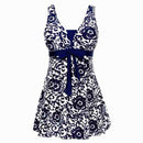Women's Halter Shaping Body One-piece Swimsuit Plus Size Swimwear Navy Blue