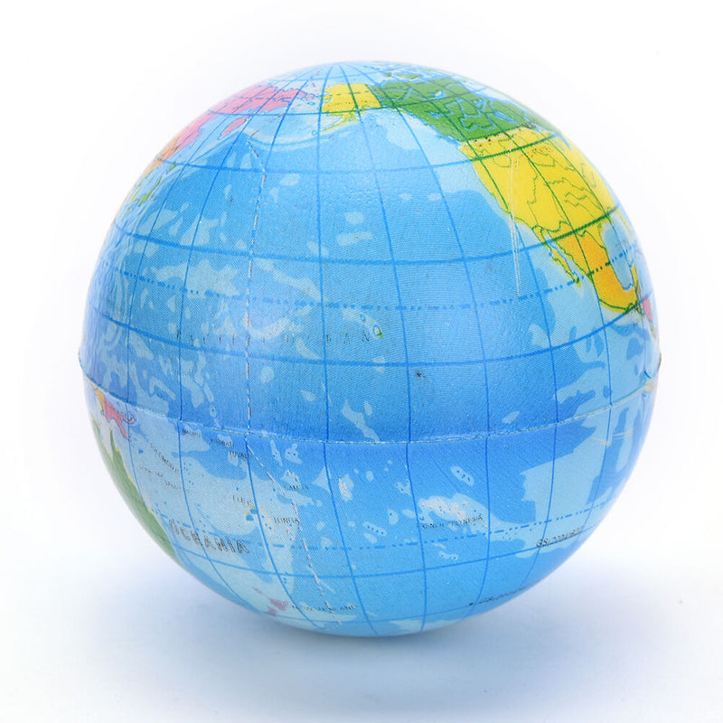 Earth Globe Stress Relief Bouncy Foam Ball Kids World Atlas Geography Map JR
