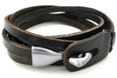 Male female jewelry bracelet bangle real leather alloy black