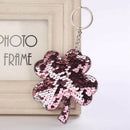5X(Four Leaf Clover Key Ring Keychain Glitter Pompom Sequins Key Chain Gif K3A6)