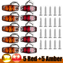 10PCS LED Red/Amber Side Fender Marker Lamp 2.5" Clearance Truck Trailer Lamp