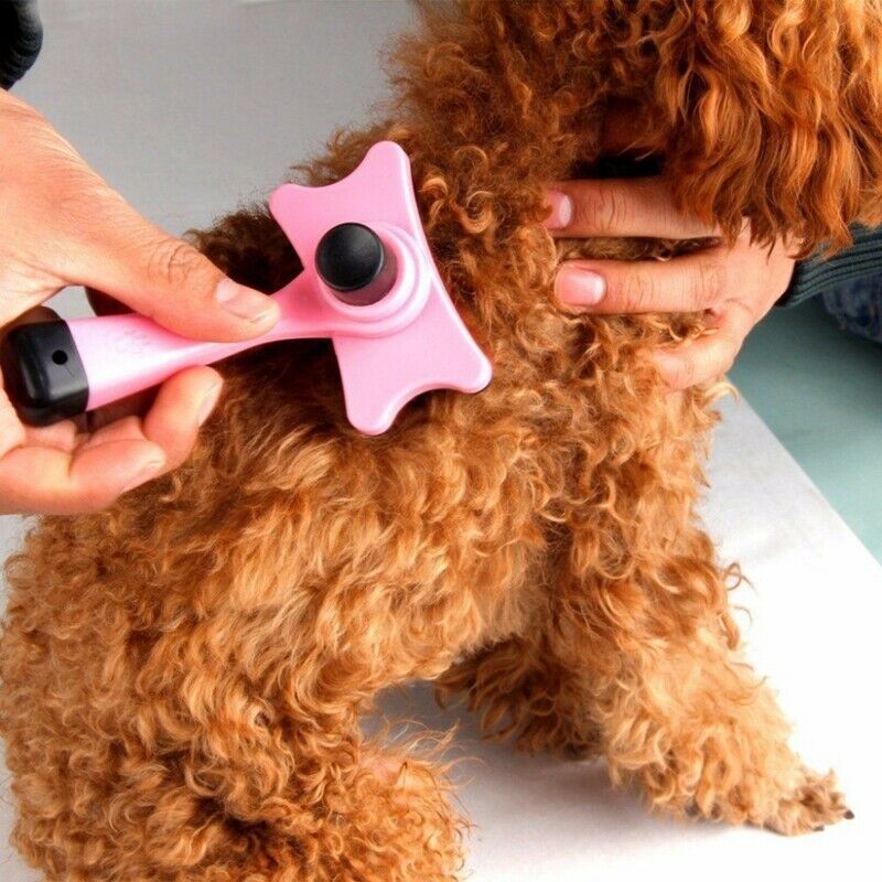 Pet Brush Hair Fur Shedding Trimmer Grooming Rake Comb Brush Tools-Pink P8Q5