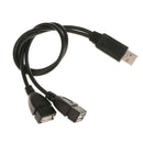 30CM USB Splitter Cable, Male to 2 Female Adapter USB Cord, 2 Port Hub for Data