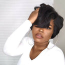 Short Black Wig Full Hair Wig With Hair Band Heat Resistant Synthetic Full