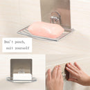 Kitchen Bathroom Self-adhesive Soap Dish Holder Wall Mounted Stainless Steel x1