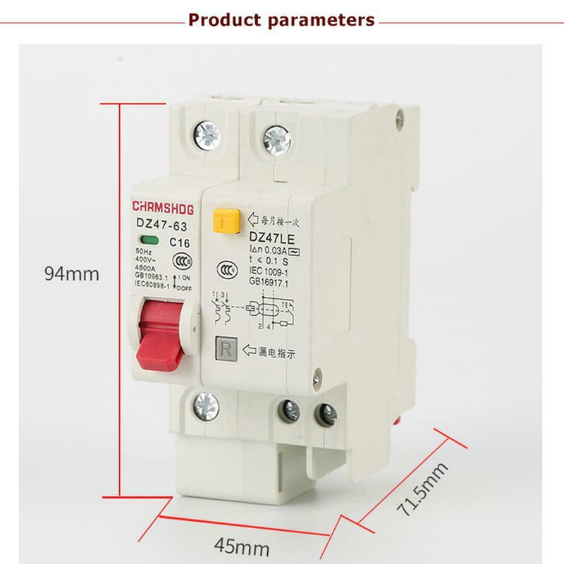 Dz47le-63 RCCB 1P+N Residual Current Circuit Breaker Leakage Protector (16A