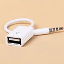 Male AUX Audio Plug Jack 3.5mm To USB 2.0 Female Converter Adapter Car Cable mp3