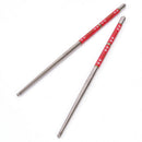 5 Pair Non-slip Flower printed Chop Sticks Stainless Steel Chopsticks 3cY