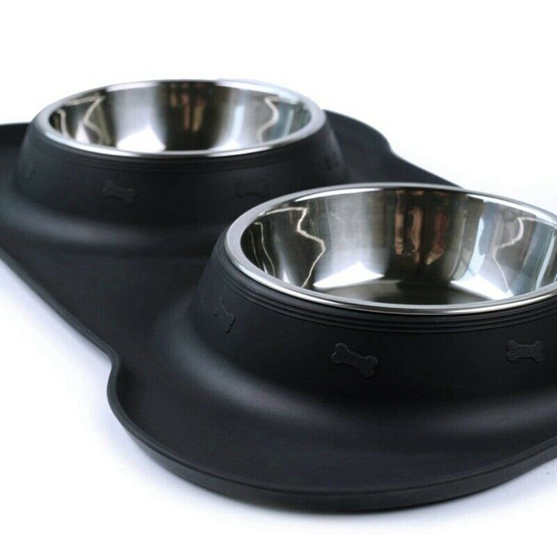 Dog Bowls Stainless Steel Water and Food Feeder with Non Spill Skid ResistanB9K7