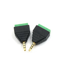Video AV 3.5mm 4Pin Male to AV Screw Terminal Stereo Jack Block Plug Connecto Cy