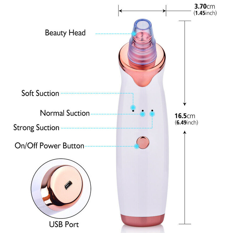Rechargeable Electric Blackhead Remover Face Pore Acne Vacuum Suction Cleaner ST