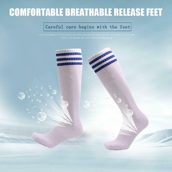 Anti-slip Sports Socks Stripe Men Basketball Calf Length Socks (White M) A#S