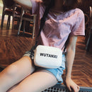 New Korean Fashion Print Letter Bag Casual Simple Shoulder Bag Black