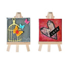 4 By 4 Inch Mini Canvas And 8*16cm Mini Wood Easel Set For Painting Drawing