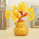 Feng Shui Wealth Lucky Citrine Crystal Gem Money Coins Tree in Money Bag De R7F3