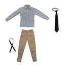 1/6 Plaid Shirt Khaki Pants Black Tie Male Outfit for 12'' Action Figures