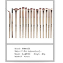 15pcs/Set Nylon Wool Makeup Brush Lip Eye Face Beauty Cosmetic Pens (Coffee