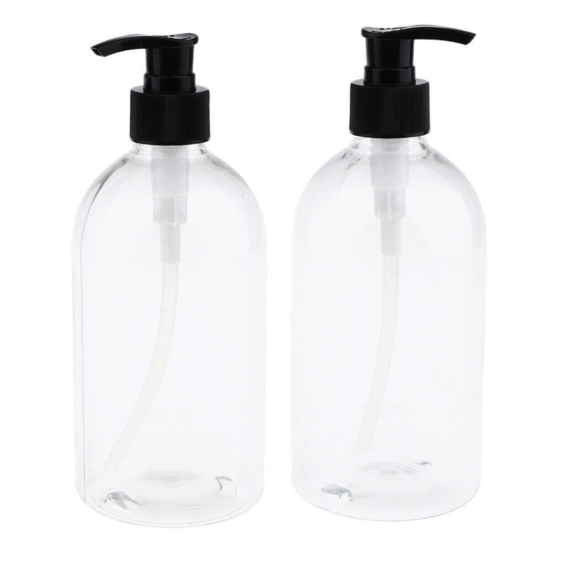 2x 500ml Plastic Pump Bottle Lotion Shampoo Liquid Travel Containers Refillable