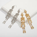 Fashion Exaggerated Halloween Alloy Human Skeleton Earrings Long Pendant Ea