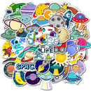 50Pcs Cartoon Space Planet Stickers Laptop Luggage Guitar Skateboard Decals FT