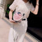 Women PVC Chain Handbag Clear Rivet Beach Shoulder Messenger Bucket Bag/Red