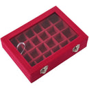 24 grid Display Box Jewelry Storage Glass Bracelet Watch pillow Buckle Rose