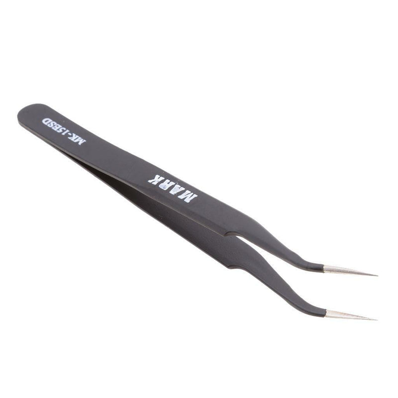 2 Pieces Matte Non-slip X Type Pointed Straight Curved Tweezers Repair Tool