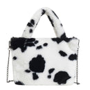 Plush Messenger Bag Women Winter Fashion Shoulder Fluffy Handbag (Black)