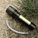 Rechargeable XPE+COB LED Flashlight Torch Outdoor 3 Modes Waterproof Penlight