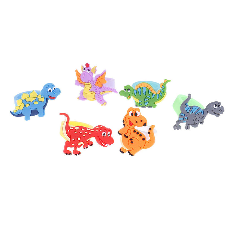 6Pcs Environmental dinosaur ring female PVC ring children's cartoon -3C