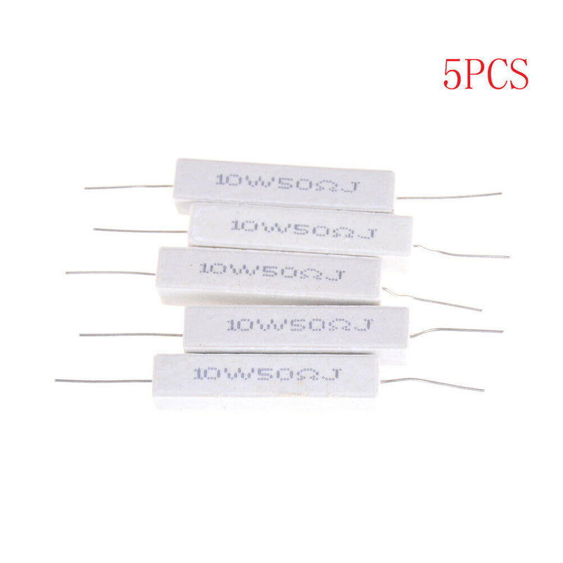 5 Pcs 10W 50 Ohm 5% Ceramic Cement Power Resistor 10 Watt 10W50RJ JR