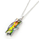 Rainbow Crystal Rhinestone Charm Pendant Long Chain Necklace Bridal Jewelry JR