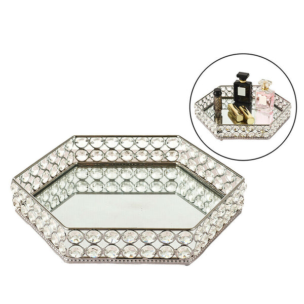Handcraft premium crystals 2 layer crystal beads mirrored glass surface tray