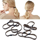 10Pcs Leopard Print Elastic Hair Ties Rubber Band Seamless Wide Ponytail Holder