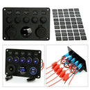 5 GANG ON/OFF TOGGLE ROCKER SWITCH PANEL W/ 12V-24V LED VOLTMETER 4.1A, DUAL USB