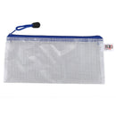 Blue White Net Inside Zipper Pouch Holder 210mmx110mm for A6 Paper