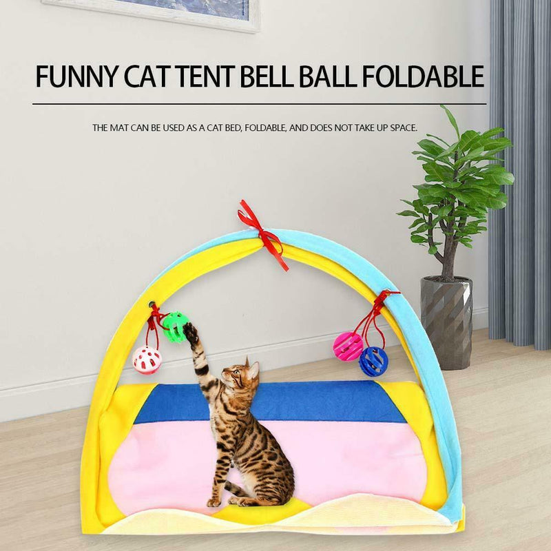 Cat Play Tent Hammocks Sleep Bed Foldable Kitten Mat with Balls Pets Toys