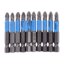 10pc Anti Slip Electric Screwdriver Bits 1/4 Hex Shank Ph2 50mm Single Side