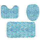 4Pcs Home Bathroom Decor Set Bathroom Blue Stripes Pattern Toilet Seat Cove