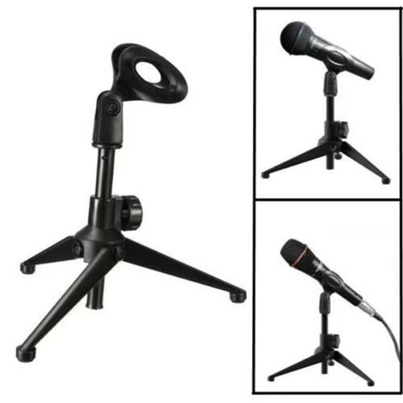 Adjustable Foldable Desktop Microphone Tripod Stand Holder with Mic Clip