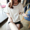 Women Bottom T-Shirt Solid Color Half Sleeve O-neck Tee Shirt (White XL) A