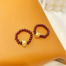 2021 New Year Finger Ring Adorable Cattle Red Garnet Rope Ring Jewelry Gift