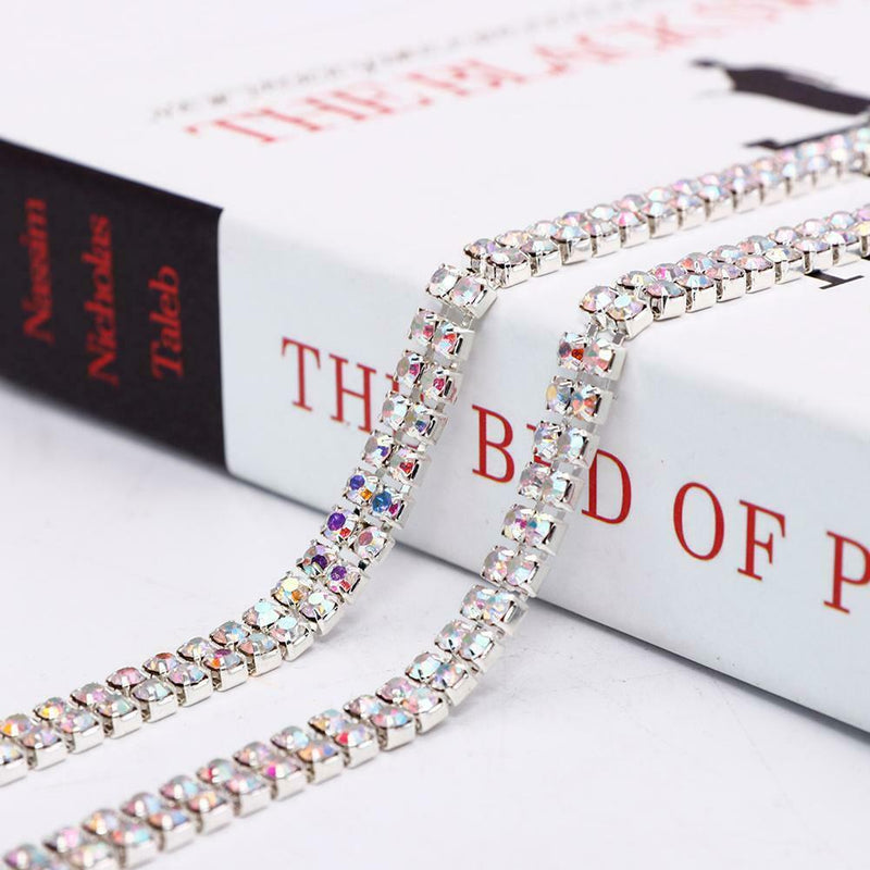 1 Yard Double Row Sparkle Rhinestones Chain DIY Mobile Phone Shell Stickers