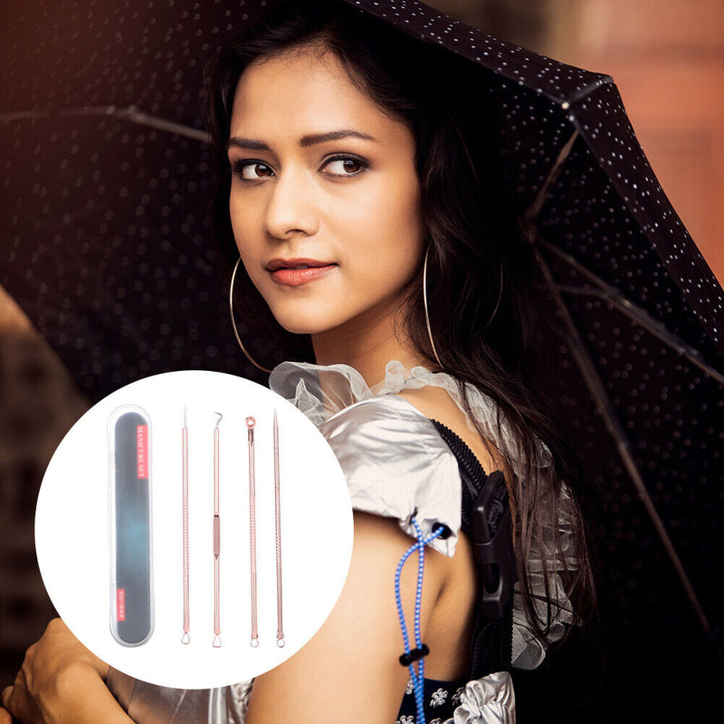 4pcs/set Stainless Steel Pimple Blemish Extractor Acne Removal Needles (4)