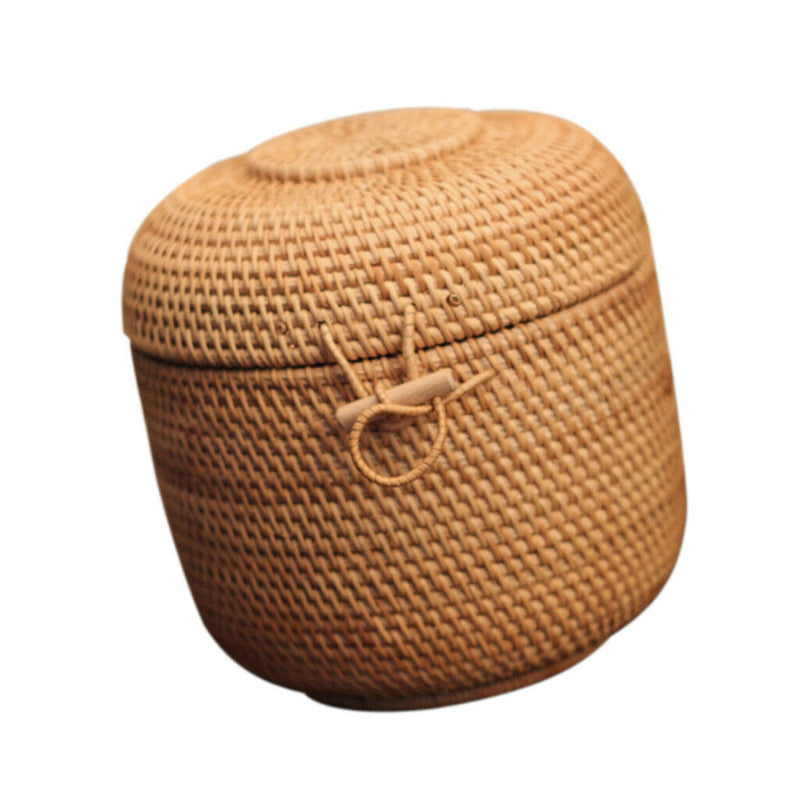 Rattan Weaving Chinese Handmade Tea Storage Box Basket Tea Cake Container